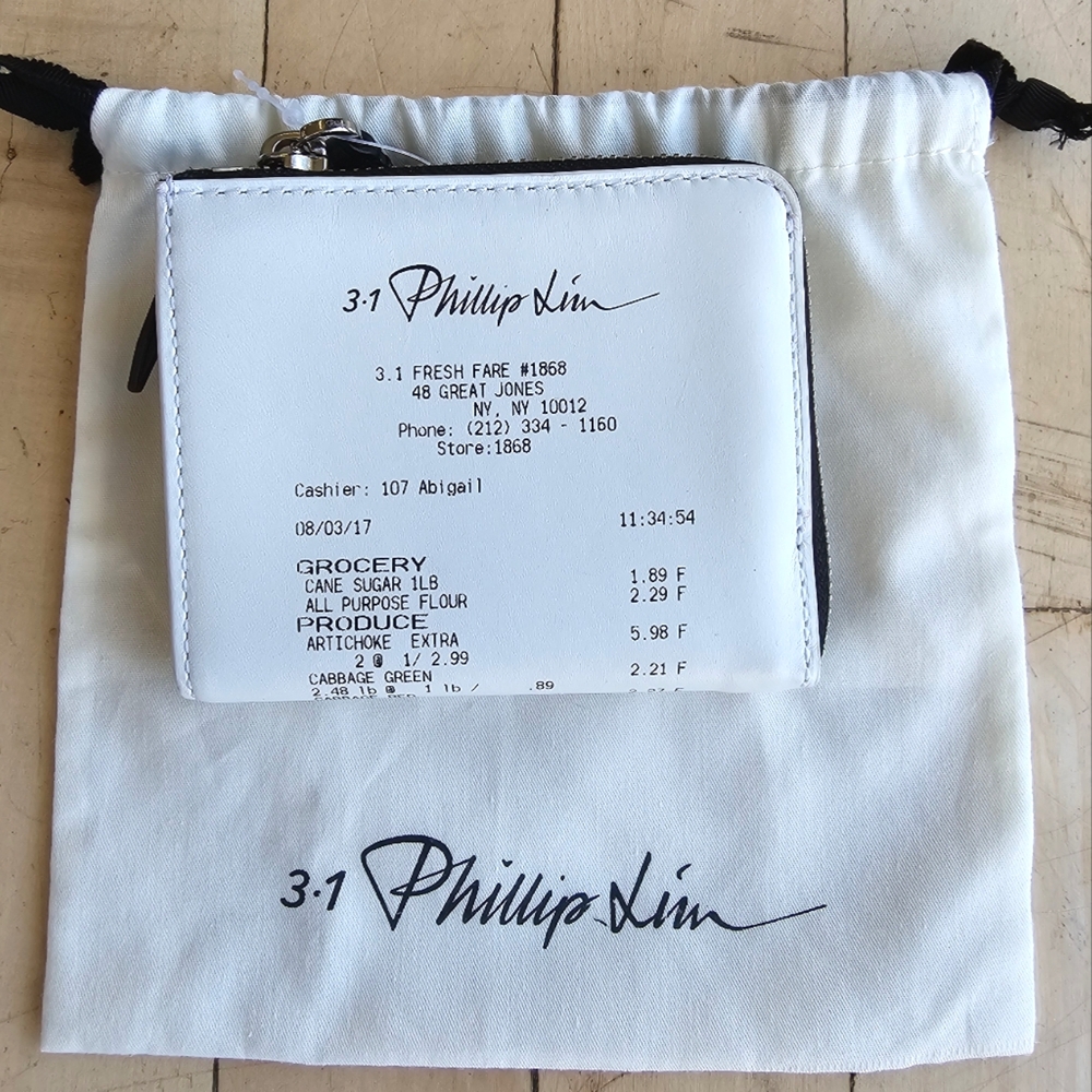 3.1 Phillip Lim black white leather receipt designer wallet